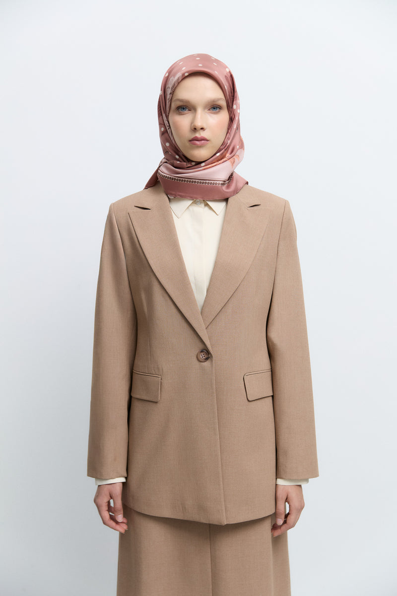 Tek Düğmeli Kruvaze Ceket - Camel TUĞBA
