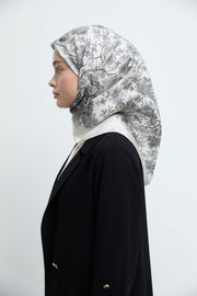 Belva Twill İpek Eşarp - Beyaz TUĞBA