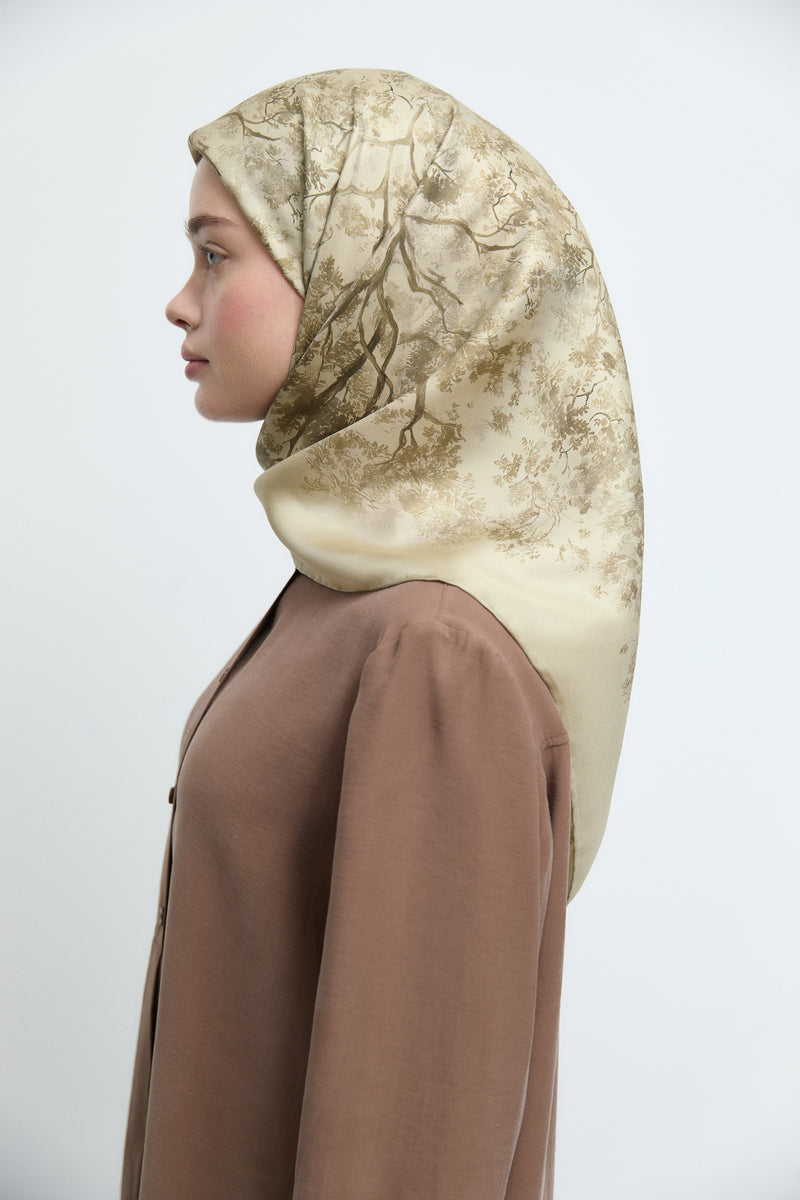 Belva Twill İpek Eşarp - Açık Yeşil TUĞBA