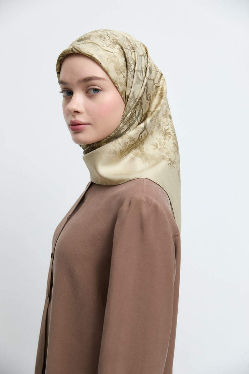 Belva Twill İpek Eşarp - Açık Yeşil TUĞBA