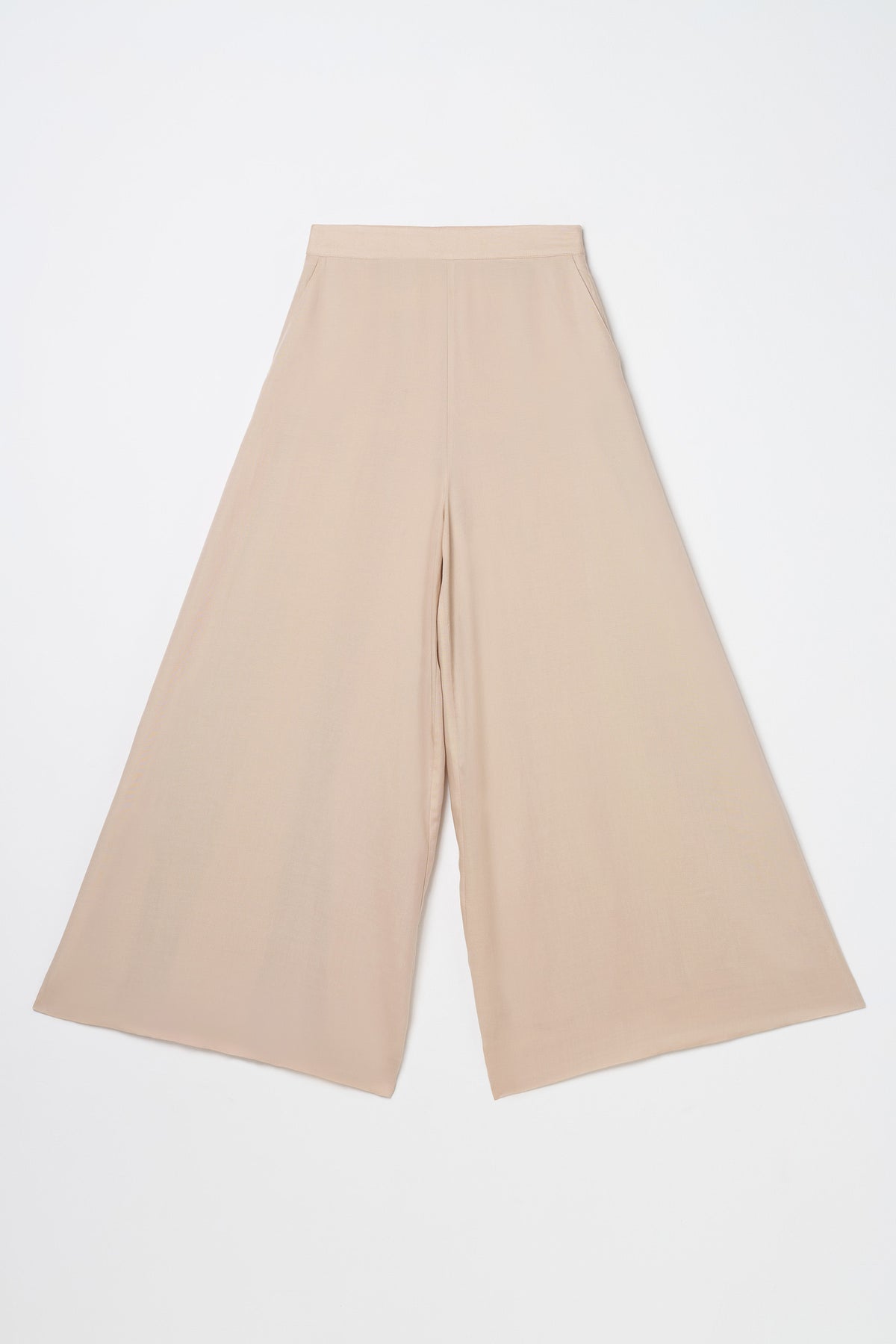 Lyocell Blend Palazzo Trousers - Beige