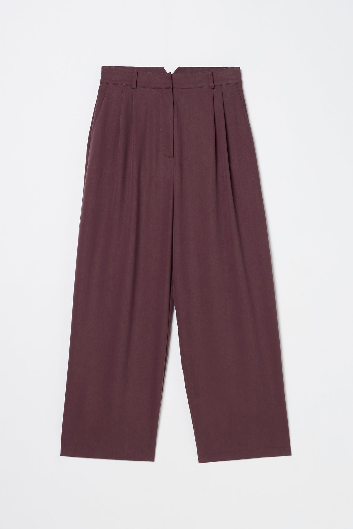 Lyocell Blend Pleated Trousers - Plum