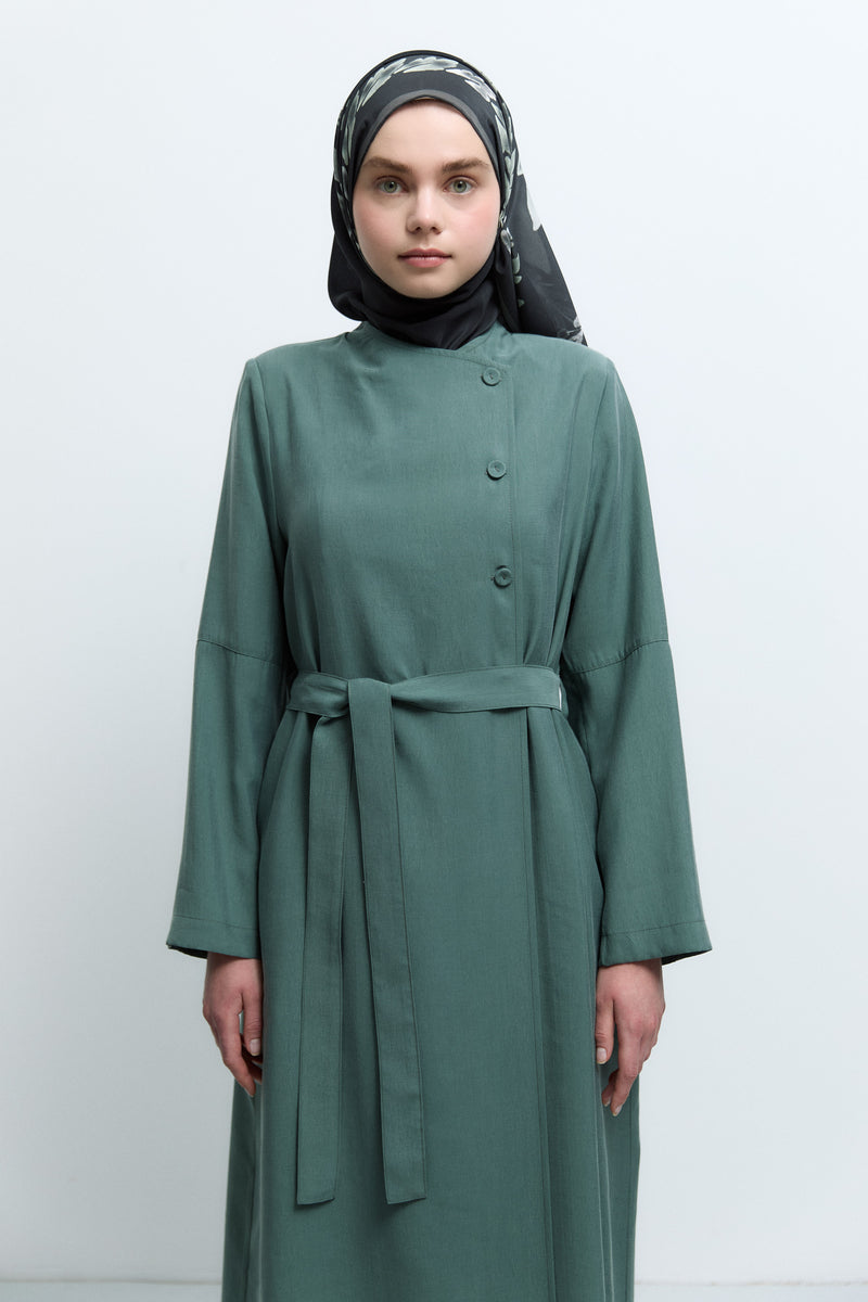 Yan Düğme Detaylı Takım - Petrol TUĞBA