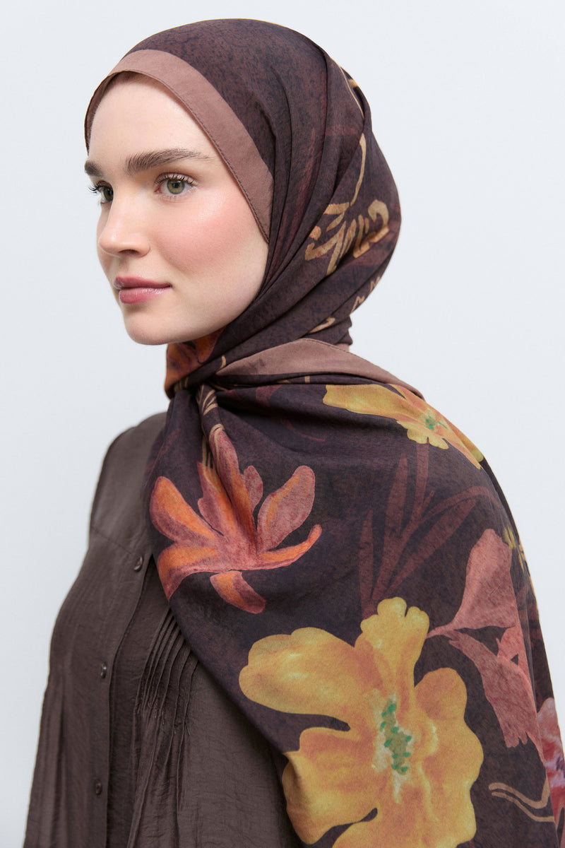 Lalin Viskon Karışımlı Natural Şal - Kahve TUĞBA