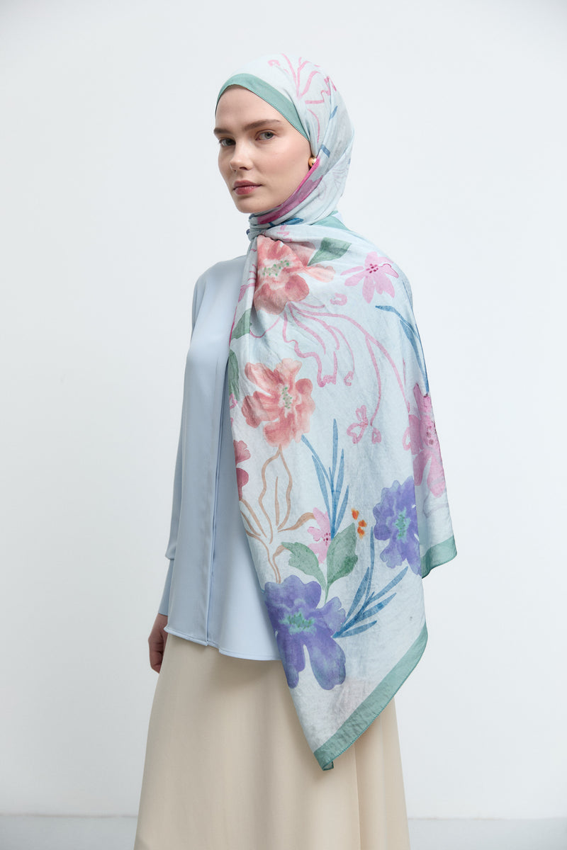 Lalin Natural Şal - Su Yeşili TUĞBA