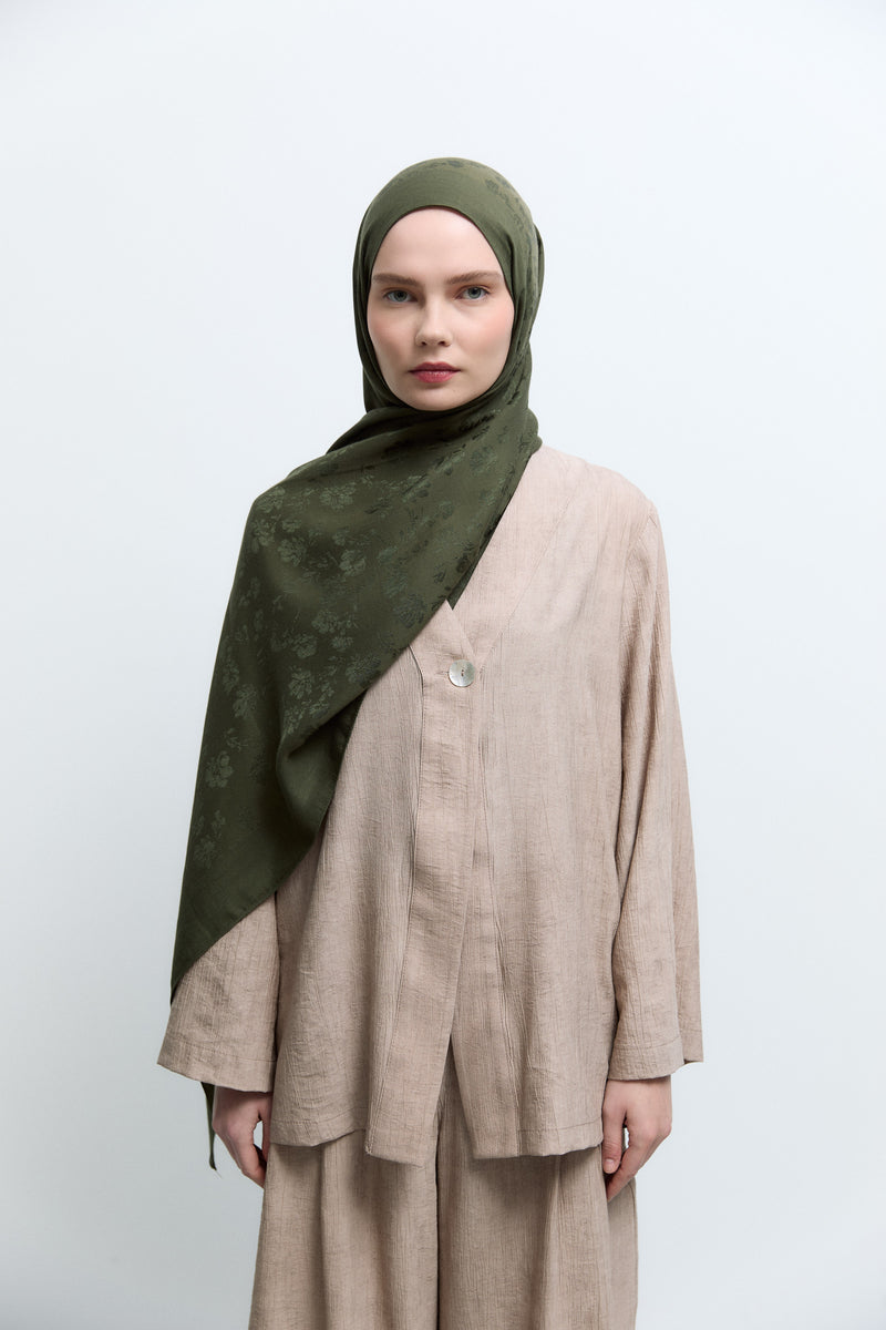 Bera Natural Jakar Şal - Haki TUĞBA