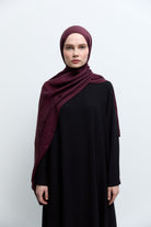 Tuğba Monogram Natural Jakar Şal - Bordo TUĞBA