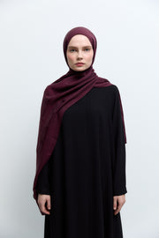 Tuğba Monogram Natural Jakar Şal - Bordo TUĞBA