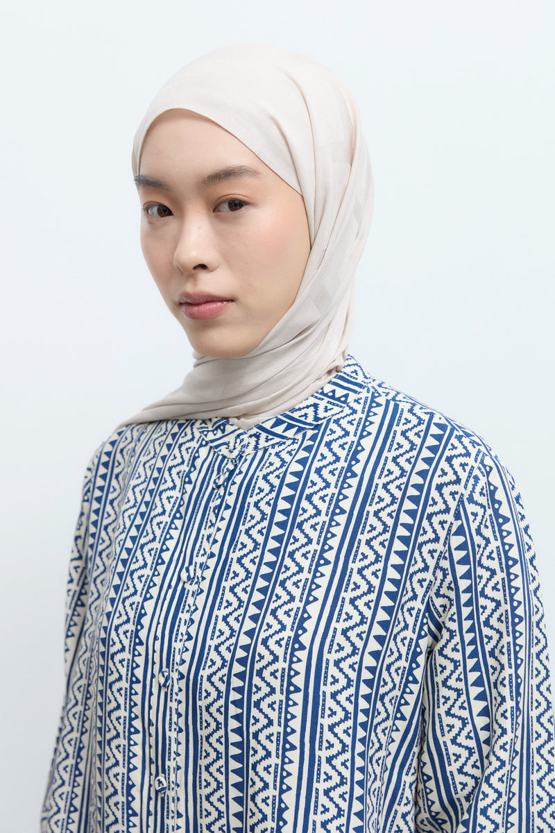 Monogram Lyocell Karışım Jakarlı Natural Şal - Krem TUĞBA