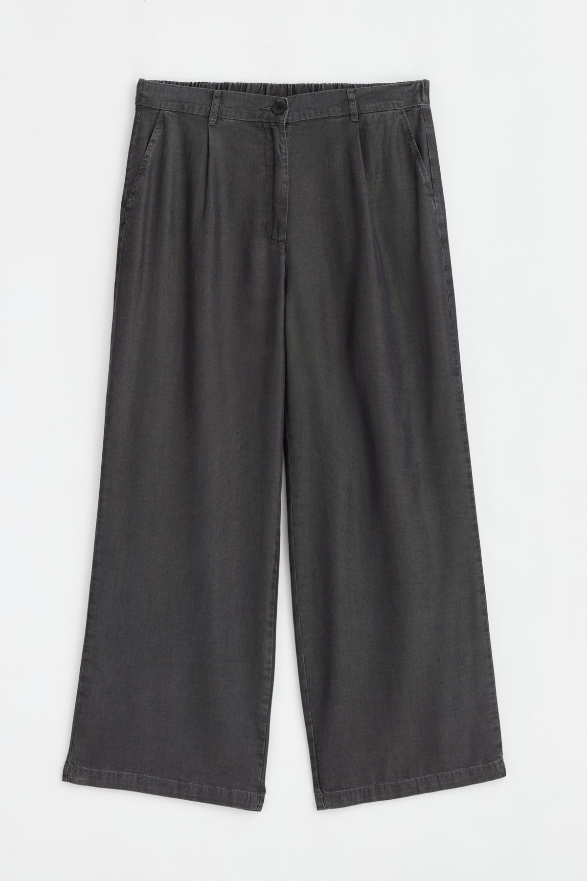 100% Lyocell Pleated Trousers - Grey