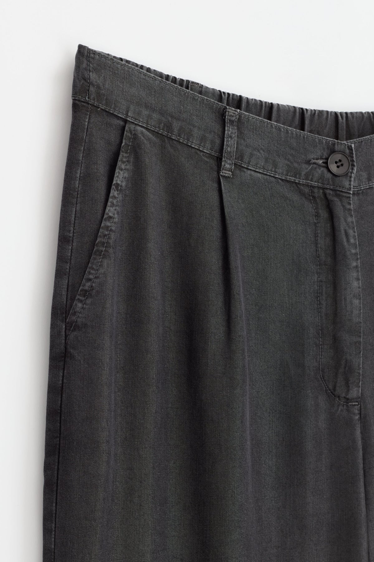 100% Lyocell Pleated Trousers - Grey