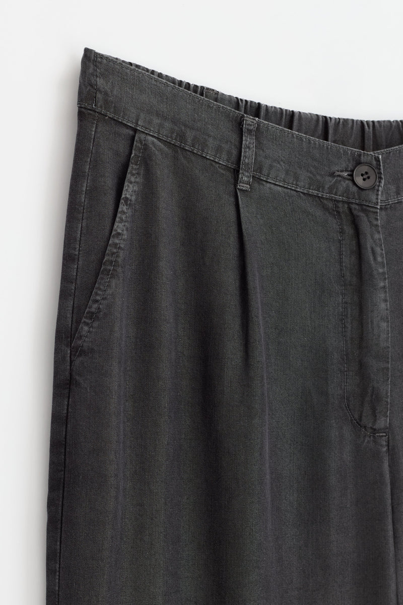 %100 Lyocell Kırma Detaylı Pantolon - Gri