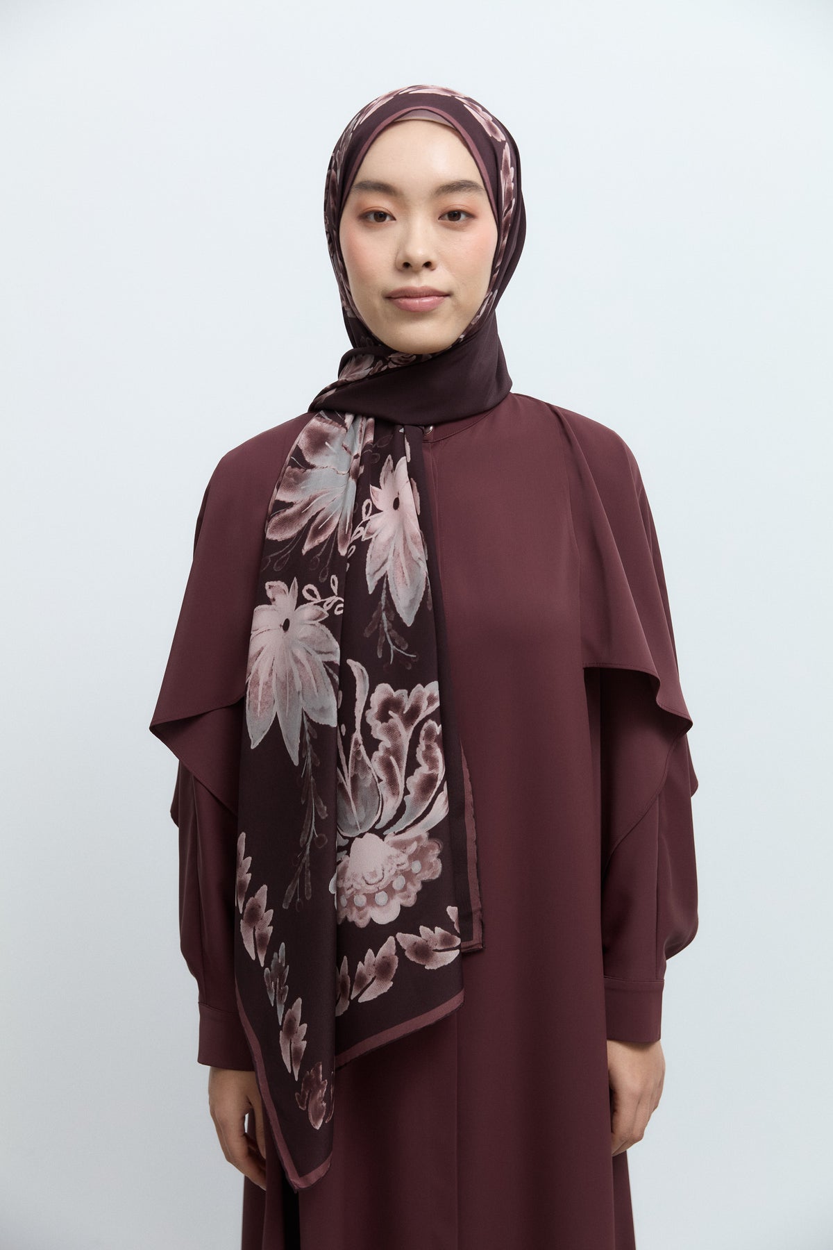 Nev 100% Crepe Silk Shawl - Burgundy