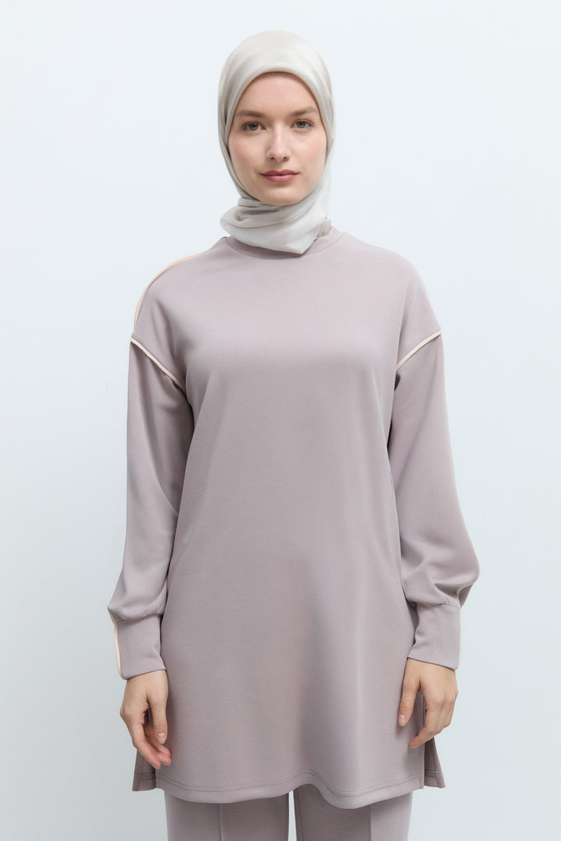 Düşük Kol Sweat - Vizon TUĞBA