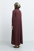Shirt Collar Loose Fit Abaya - Plum