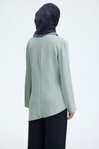 Beli Büzgü Detaylı Broşlu Tunik - Mint TUĞBA