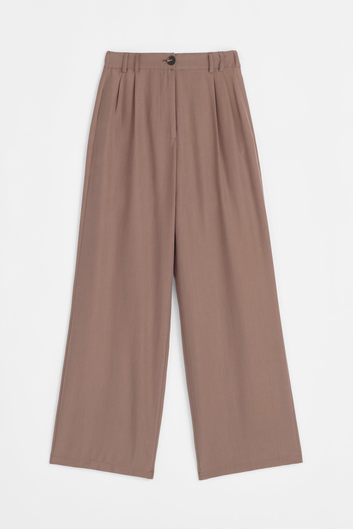 Lyocell Blend Palazzo Trousers - Coffee
