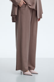 Lyocell Karışımlı Palazzo Pantolon - Kahve TUĞBA