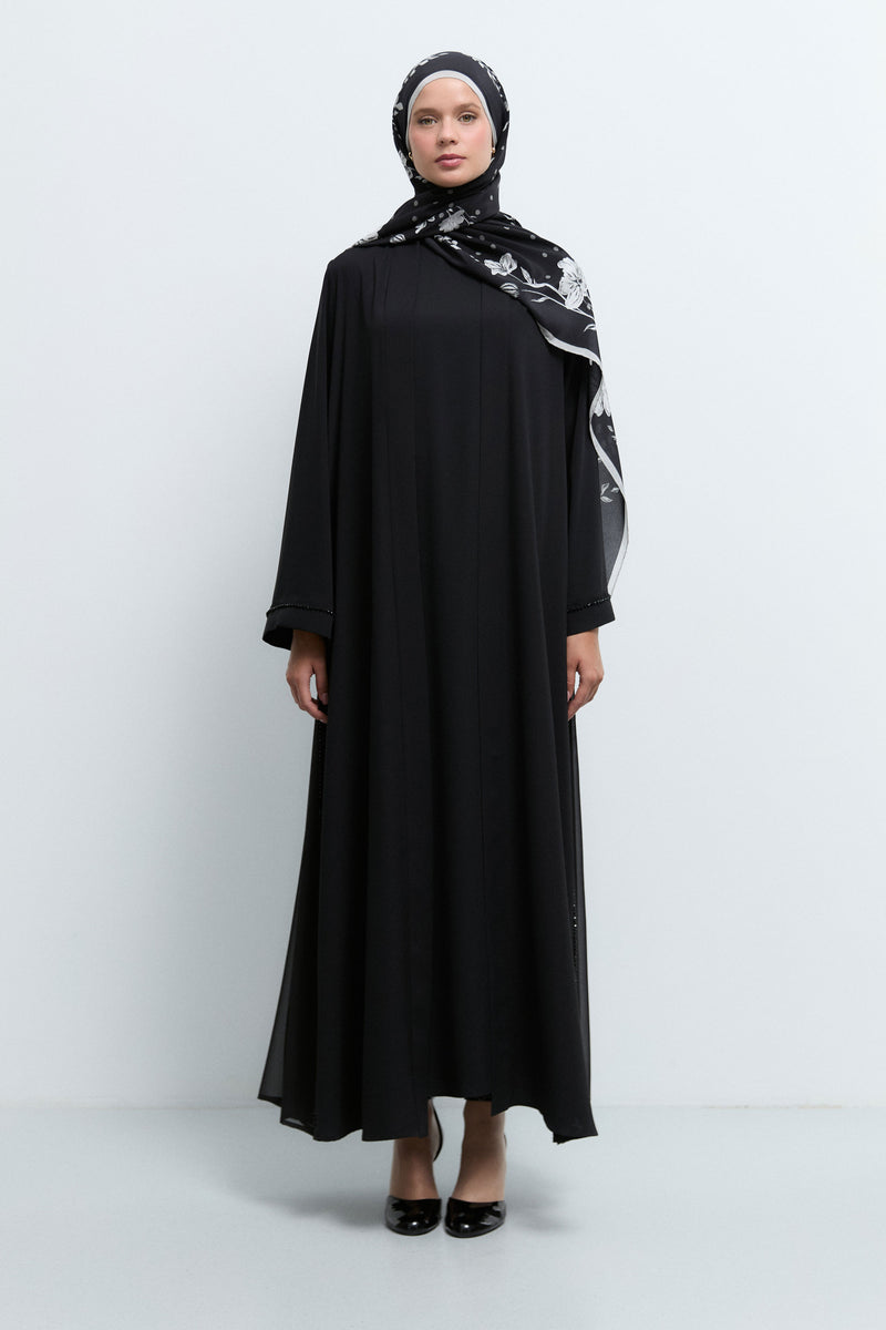 Asimetrik Kesim Kaftan Takım - Siyah TUĞBA