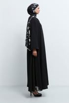 Asimetrik Kesim Kaftan Takım - Siyah TUĞBA