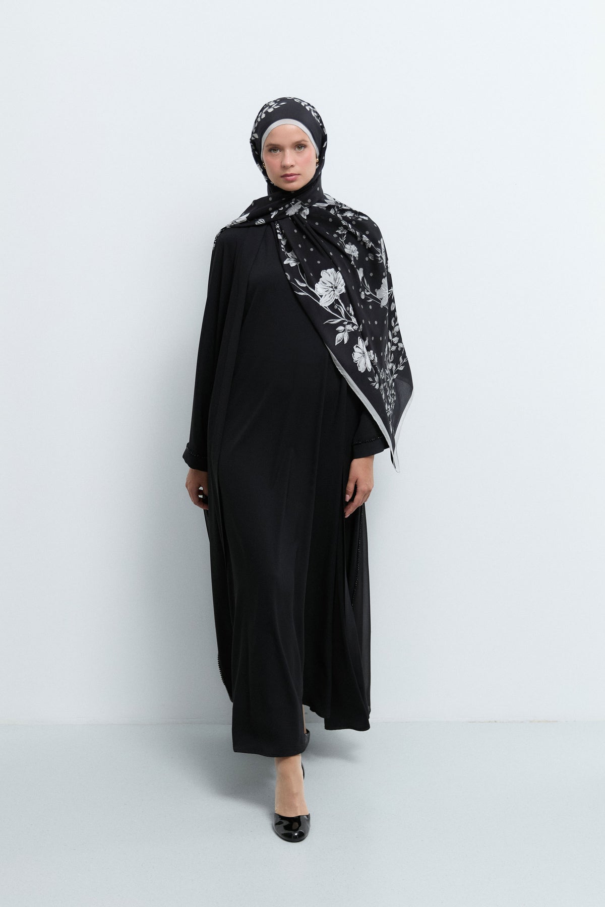 Asimetrik Kesim Kaftan Takım - Siyah TUĞBA