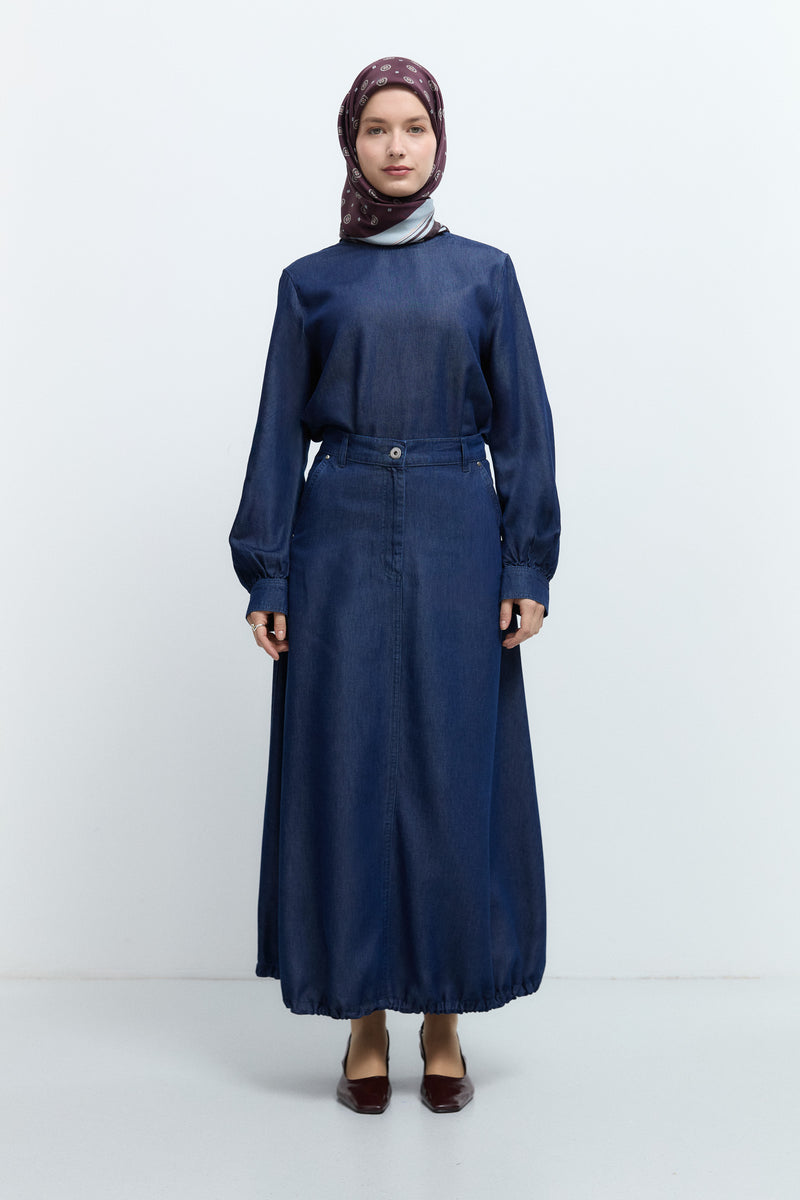 %100 Lyocell Denim Takım - İndigo TUĞBA