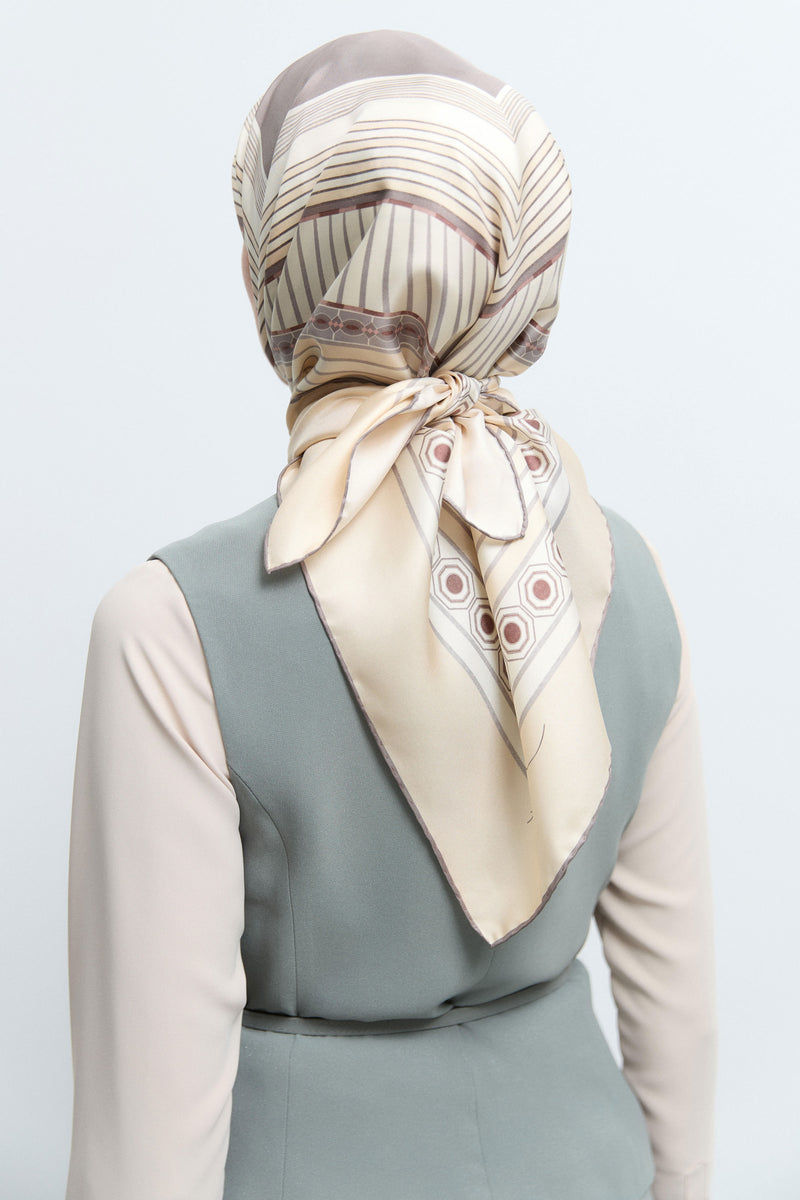 Seren %100 Twill İpek Eşarp - Sarı TUĞBA