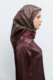 Seren %100 Twill İpek Eşarp - Bordo TUĞBA
