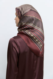 Seren %100 Twill İpek Eşarp - Bordo TUĞBA
