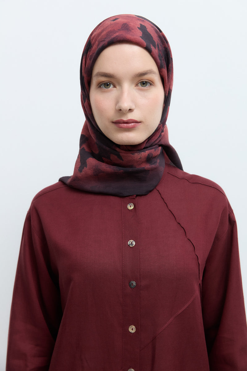 Hare Viskon Karışım Natural Eşarp - Bordo TUĞBA
