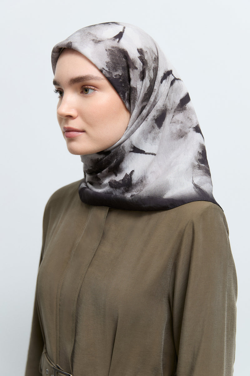 Hare Viskon Karışım Natural Eşarp - Antrasit TUĞBA