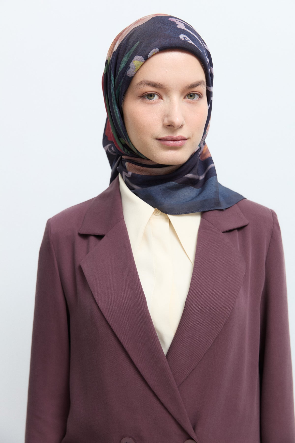 Lalin Viscose Blend Natural Scarf - Navy Blue
