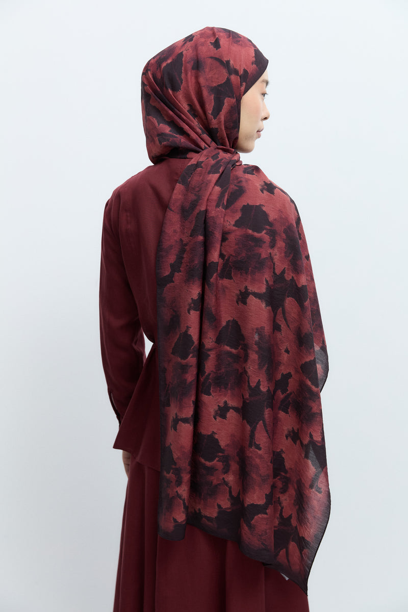 Hare Viskon Karışım Natural Şal - Bordo TUĞBA