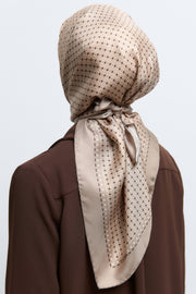 Arya %100 İpek Eşarp - Açık Kahve TUĞBA