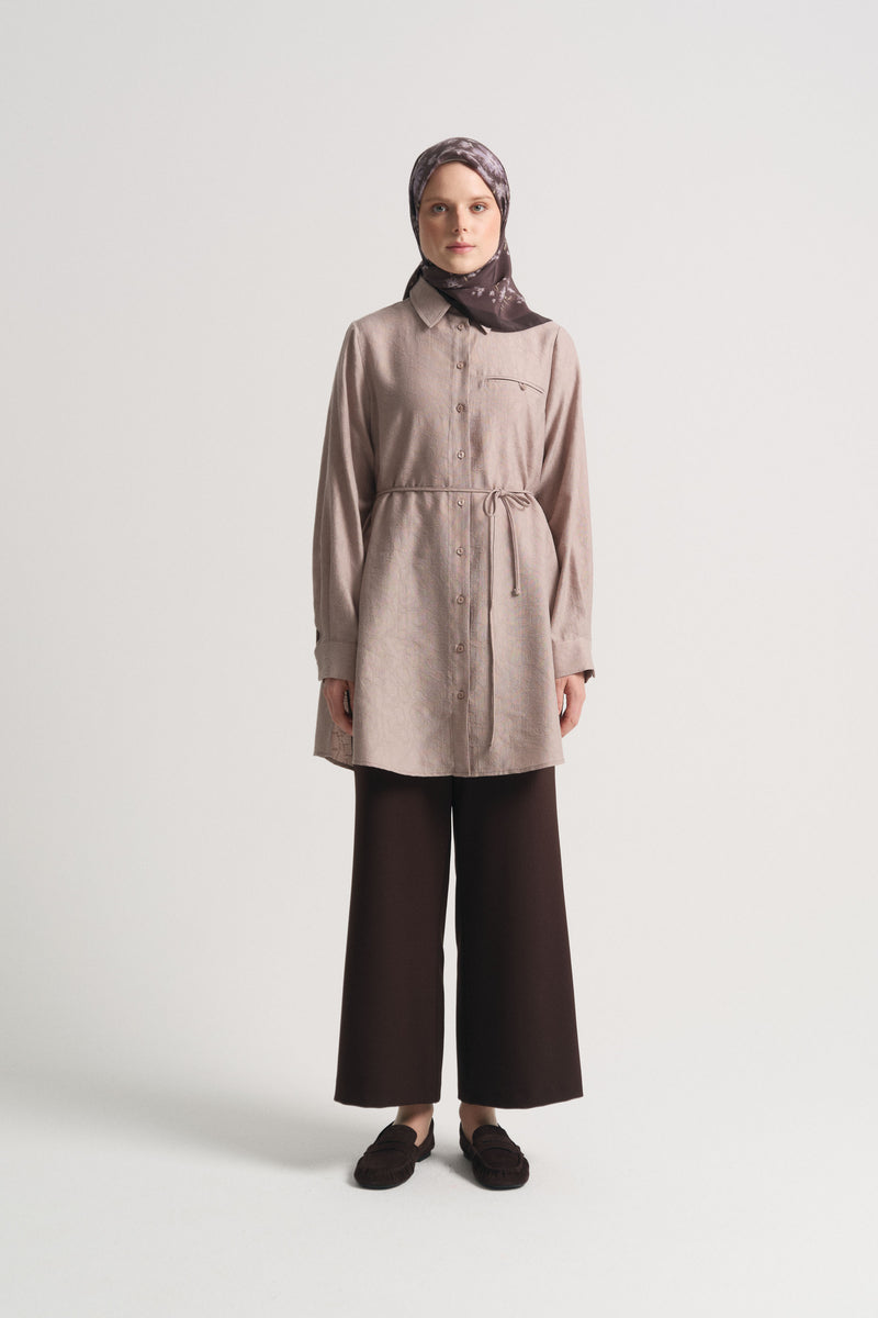 Lyocell Blend Tunic with Belt - Mink