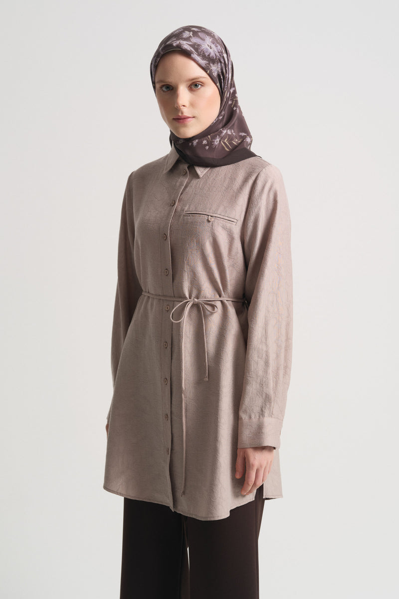 Lyocell Blend Tunic with Belt - Mink
