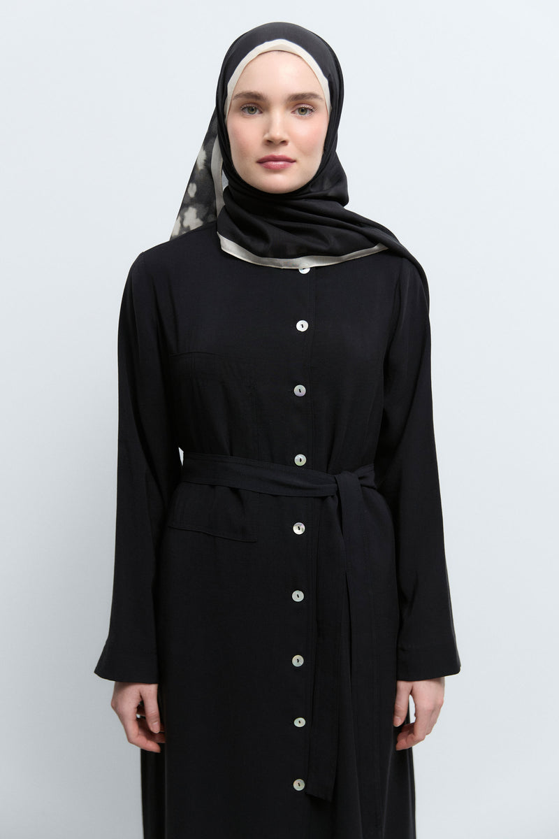 Modal Karışım Yan Düğmeli Giy-Çık - Siyah TUĞBA
