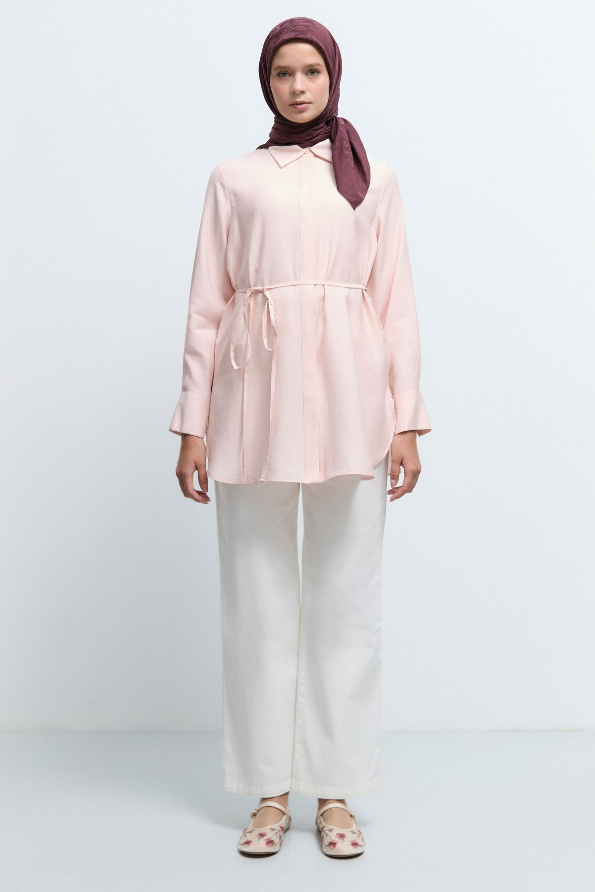 Lyocell Blend Belted Tunic - Pink