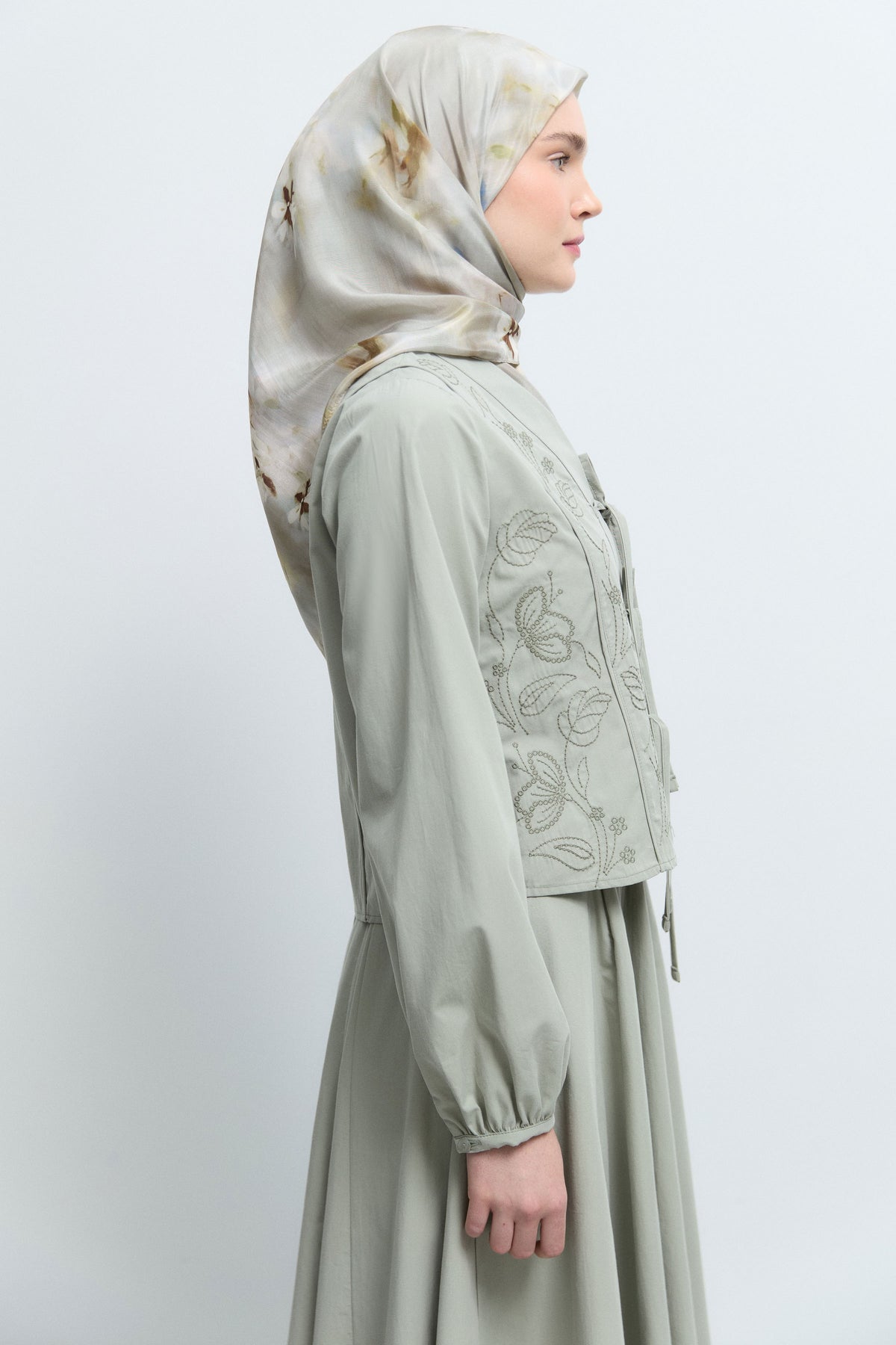 %100 Pamuk Bağlamalı Kimono  - Mint TUĞBA