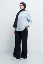 Lyocell Karışım İki Düğmeli Pantolon - Lacivert TUĞBA