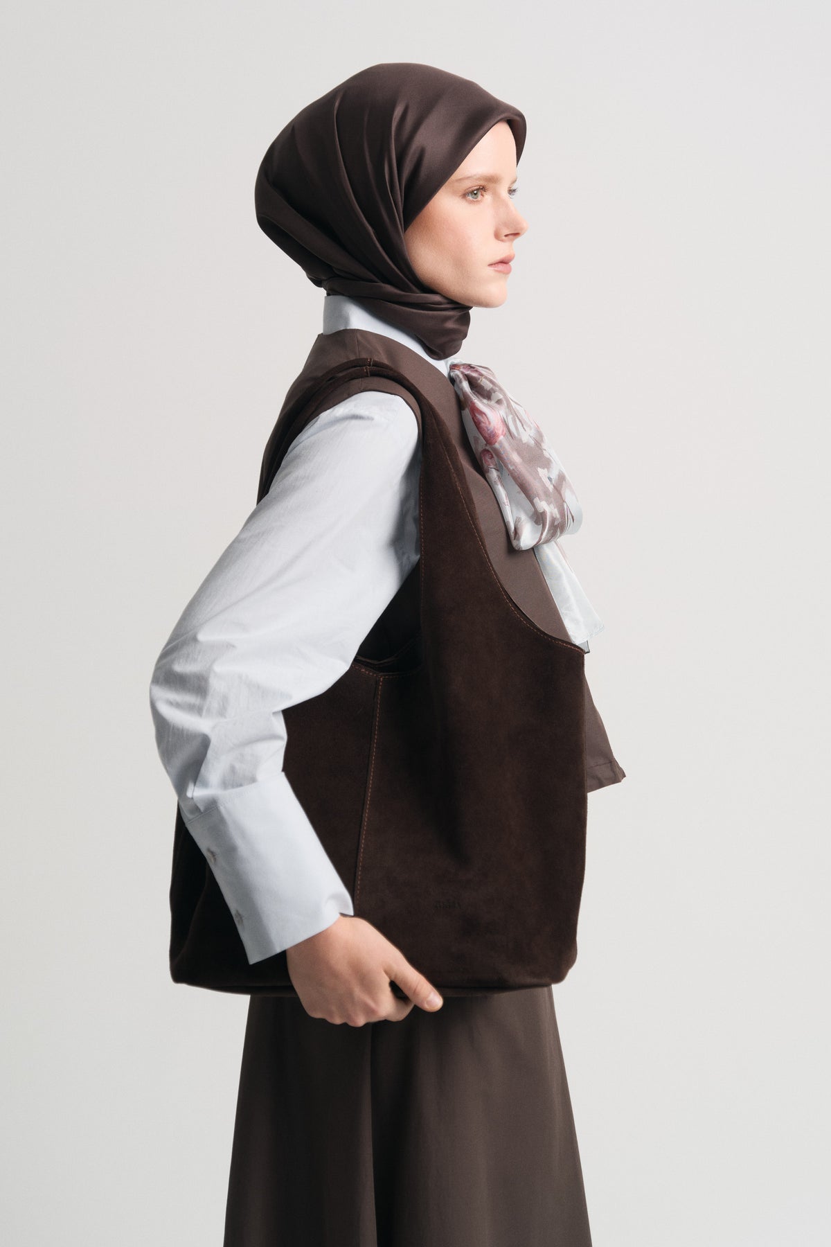 Hakiki Süet Deri Tote Çanta - Acı Kahve
