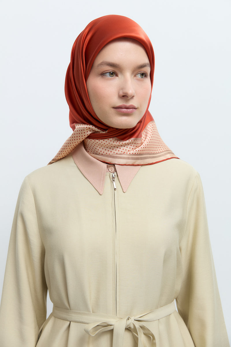 Mina %100 Sura İpek Eşarp - Oranj TUĞBA