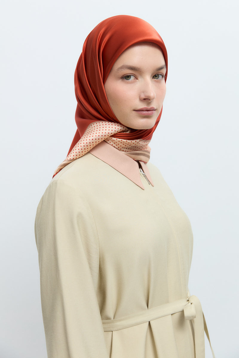 Mina %100 Sura İpek Eşarp - Oranj TUĞBA