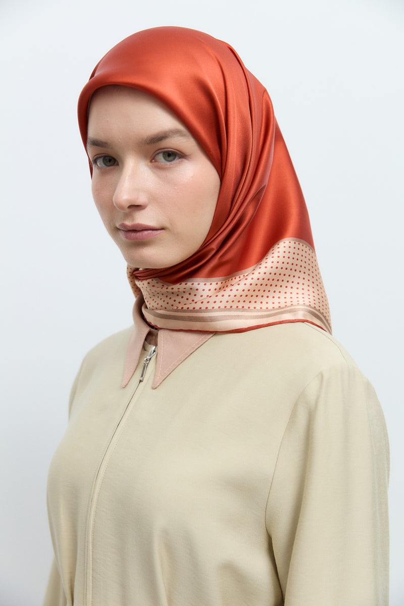 Mina %100 Sura İpek Eşarp - Oranj TUĞBA