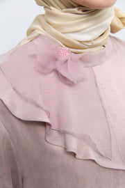 %100 Lyocell Yaka Detaylı Elbise - Lila TUĞBA