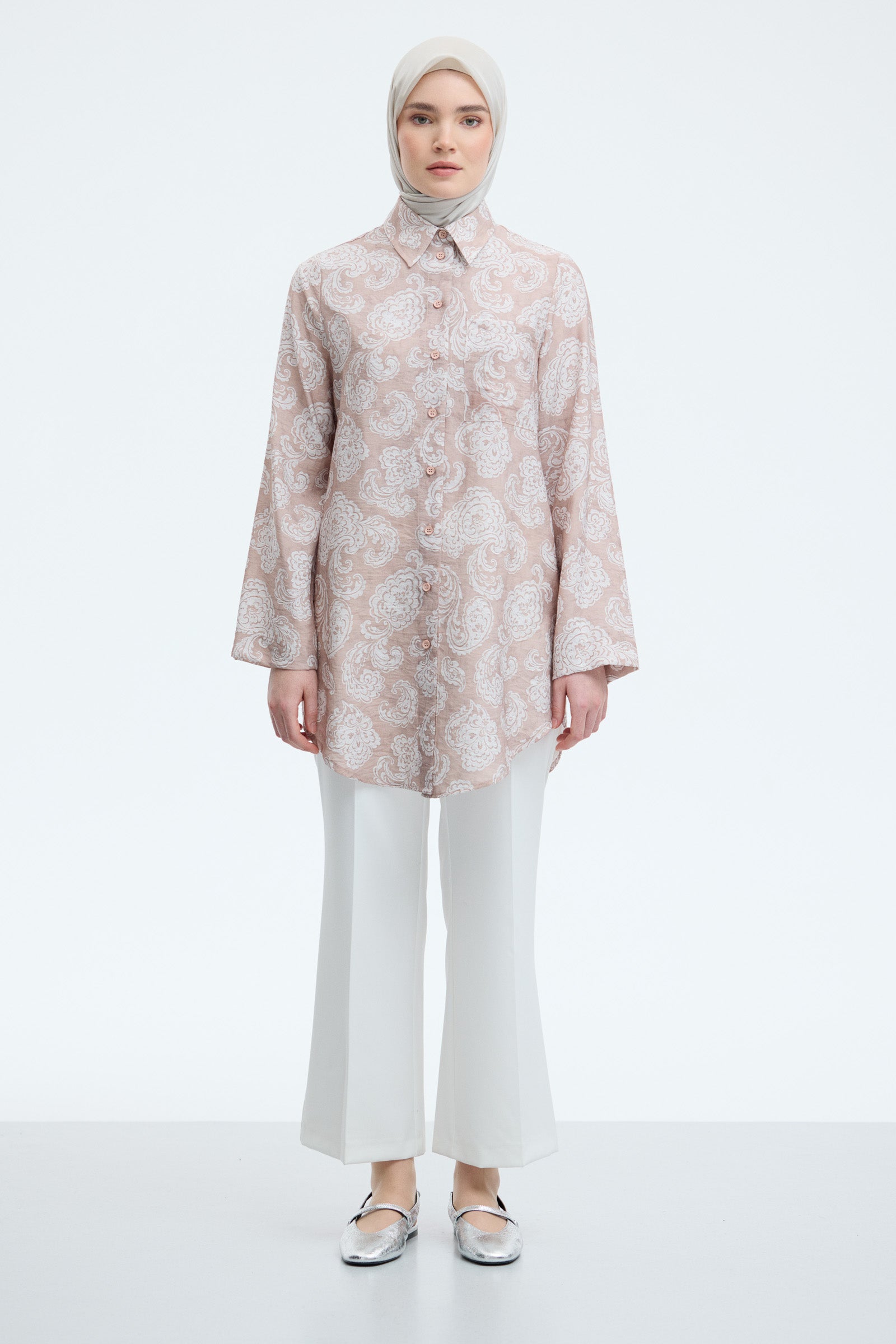 Viscose Blend Drop Shoulder Tunic - Powder Pink – TUĞBA