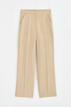 Lyocell Blend Half Elasticated Trousers - Beige