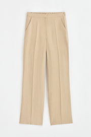 Lyocell Blend Half Elasticated Trousers - Beige