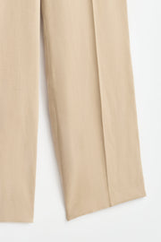 Lyocell Blend Half Elasticated Trousers - Beige