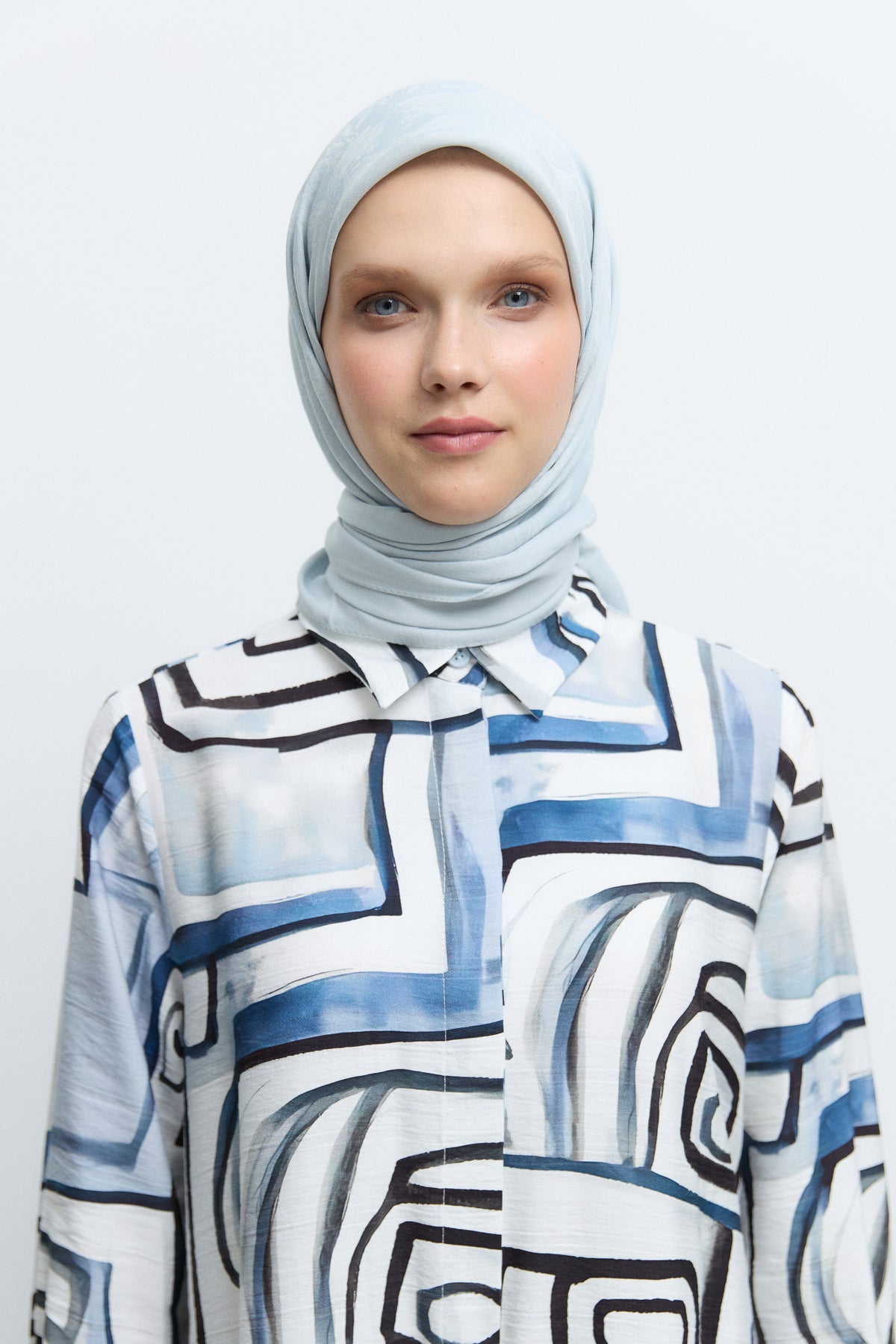 Açelya Cotton Blend Jacquard Natural Scarf - Ice
